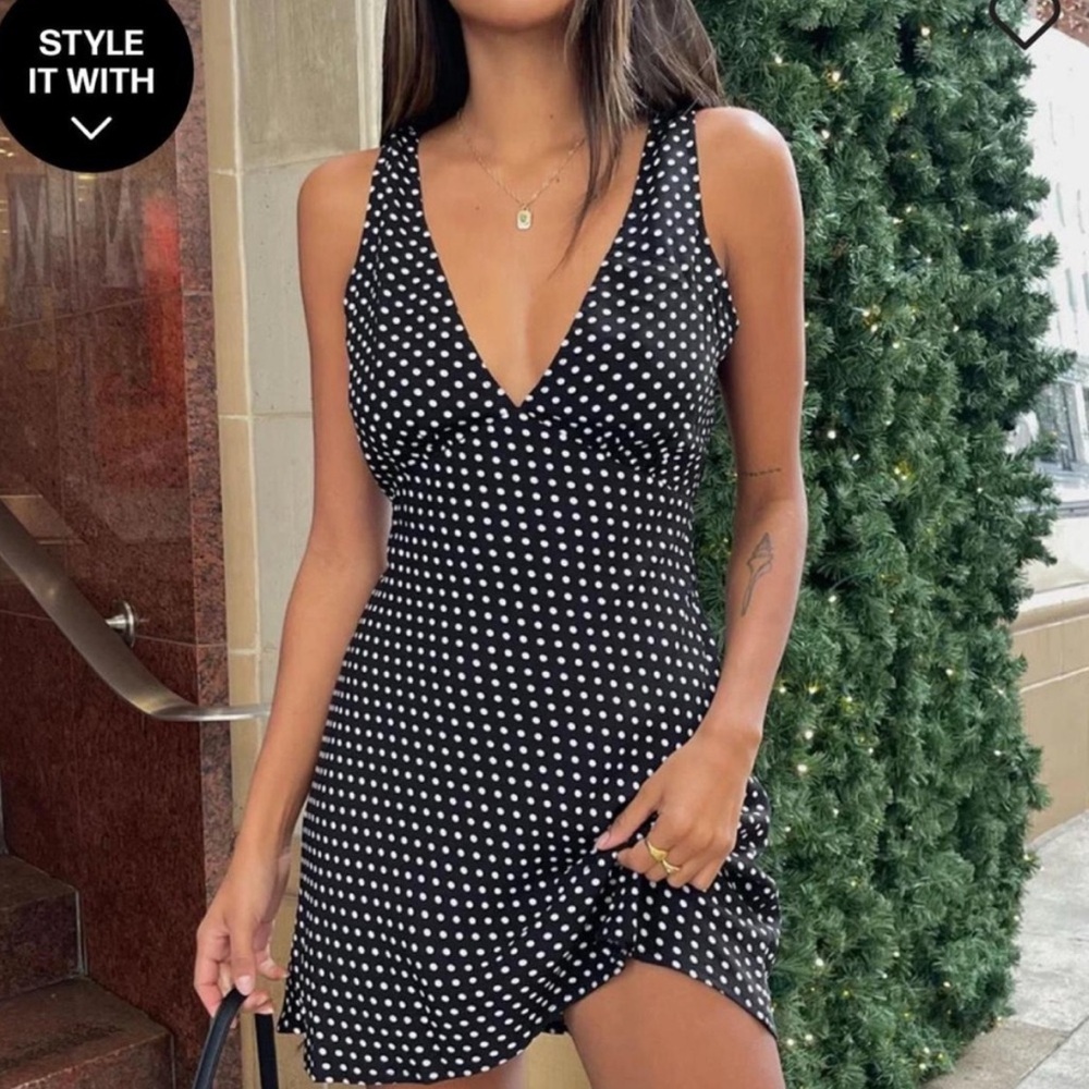 Princess Polly Black and White Polka Dot Nellie Mini Dress - XS / 2